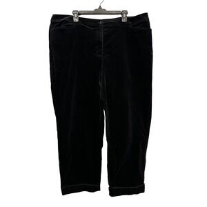 Eileen Fisher Woman Black‎ Velvet velour Cropped Pants Size 2X